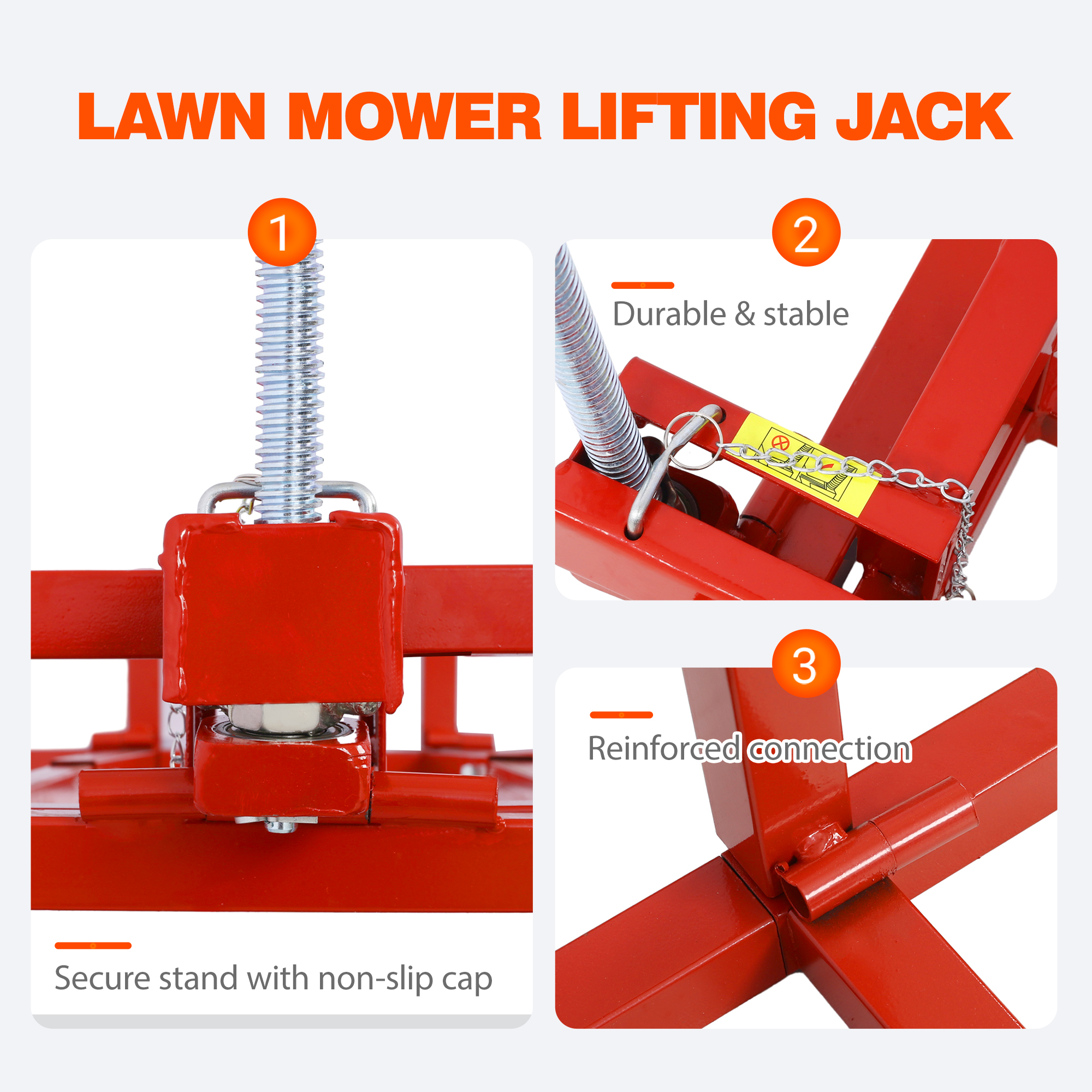 Vertlley Lawn Mower Lift Jack, Supports up to 880 lb,Extendable Steel Servicing Jack with Manual Lever & Power Tool Grip - Image 3