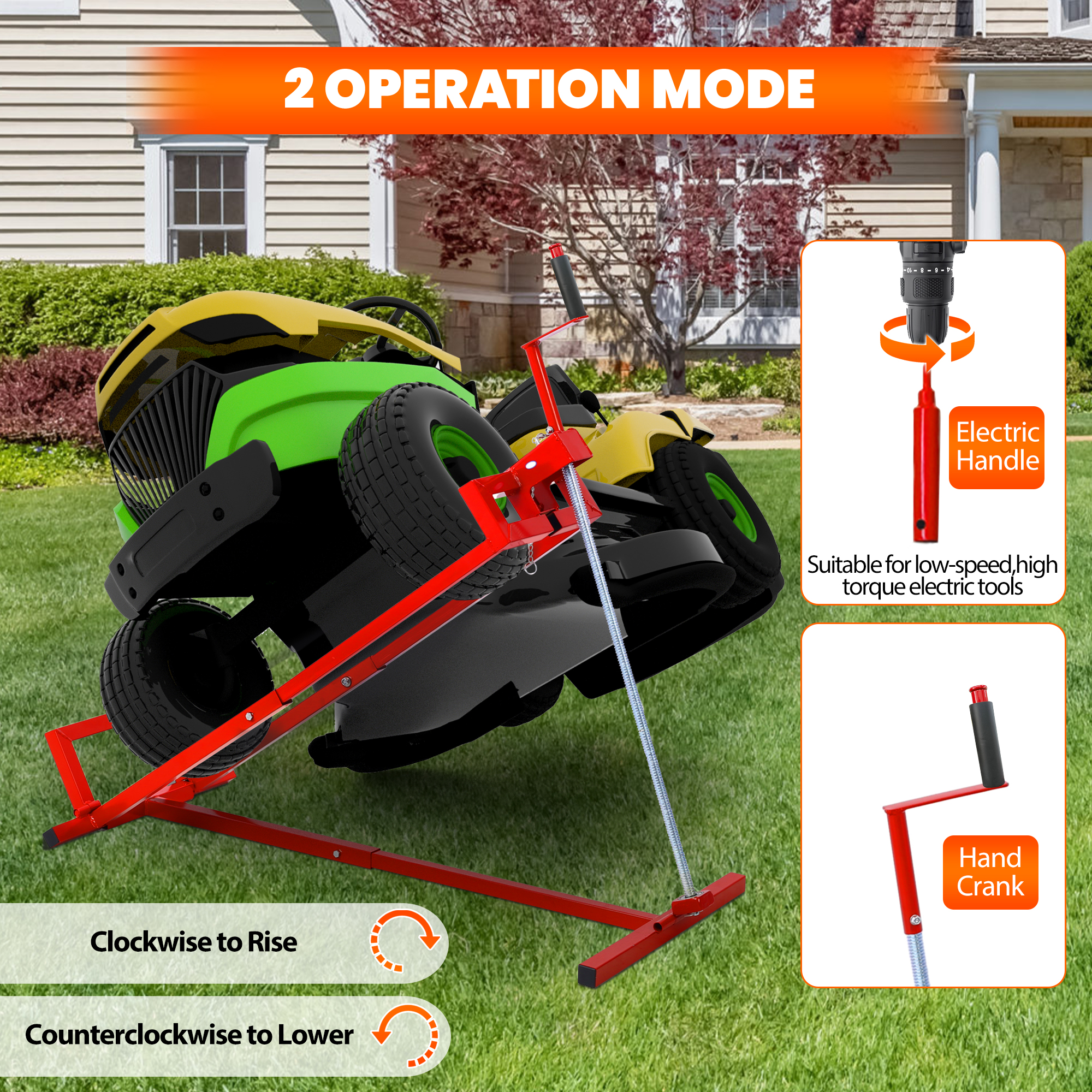 Vertlley Lawn Mower Lift Jack, Supports up to 880 lb,Extendable Steel Servicing Jack with Manual Lever & Power Tool Grip - Image 6