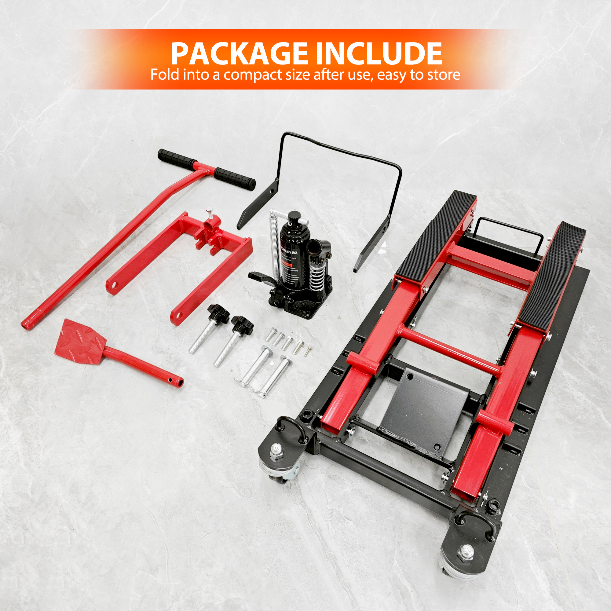 Vertlley Hydraulic Motorcycle Lift Jack 1500 lb Capacity Steel ATV Lifts Stand Hoist with Wheels and Handle for Motorcycles - Image 6