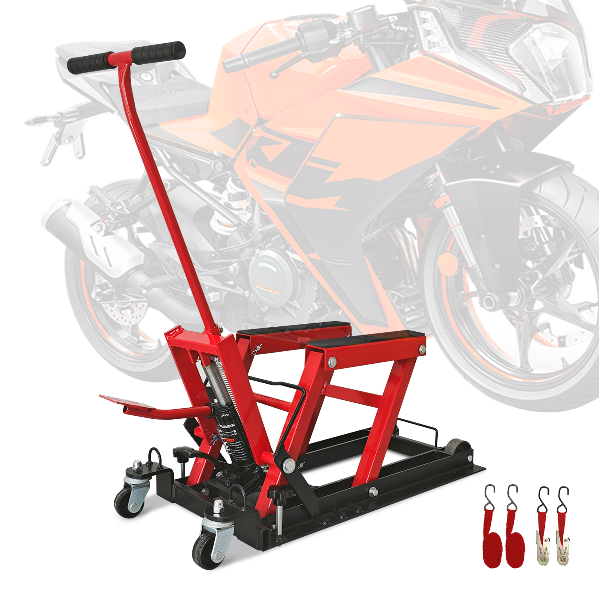 Vertlley Hydraulic Motorcycle Lift Jack 1500 lb Capacity Steel ATV Lifts Stand Hoist with Wheels and Handle for Motorcycles