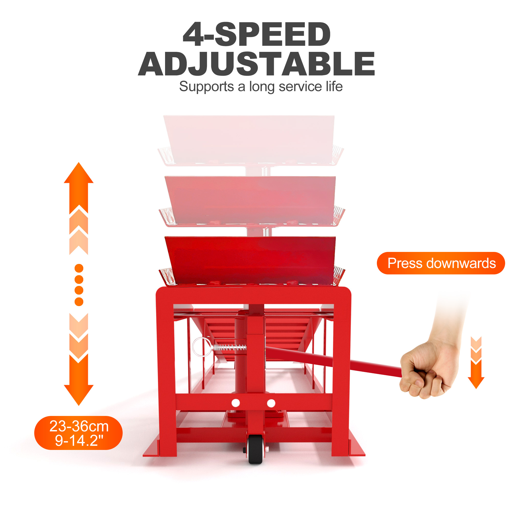 Vertlley 2Pcs Movable Car Ramps with Wheels 5t/11050 lb, Heavy-Duty Steel Vehicle Ramps, Portable Car Lift , Built-in Hydraulic Jack - Image 4