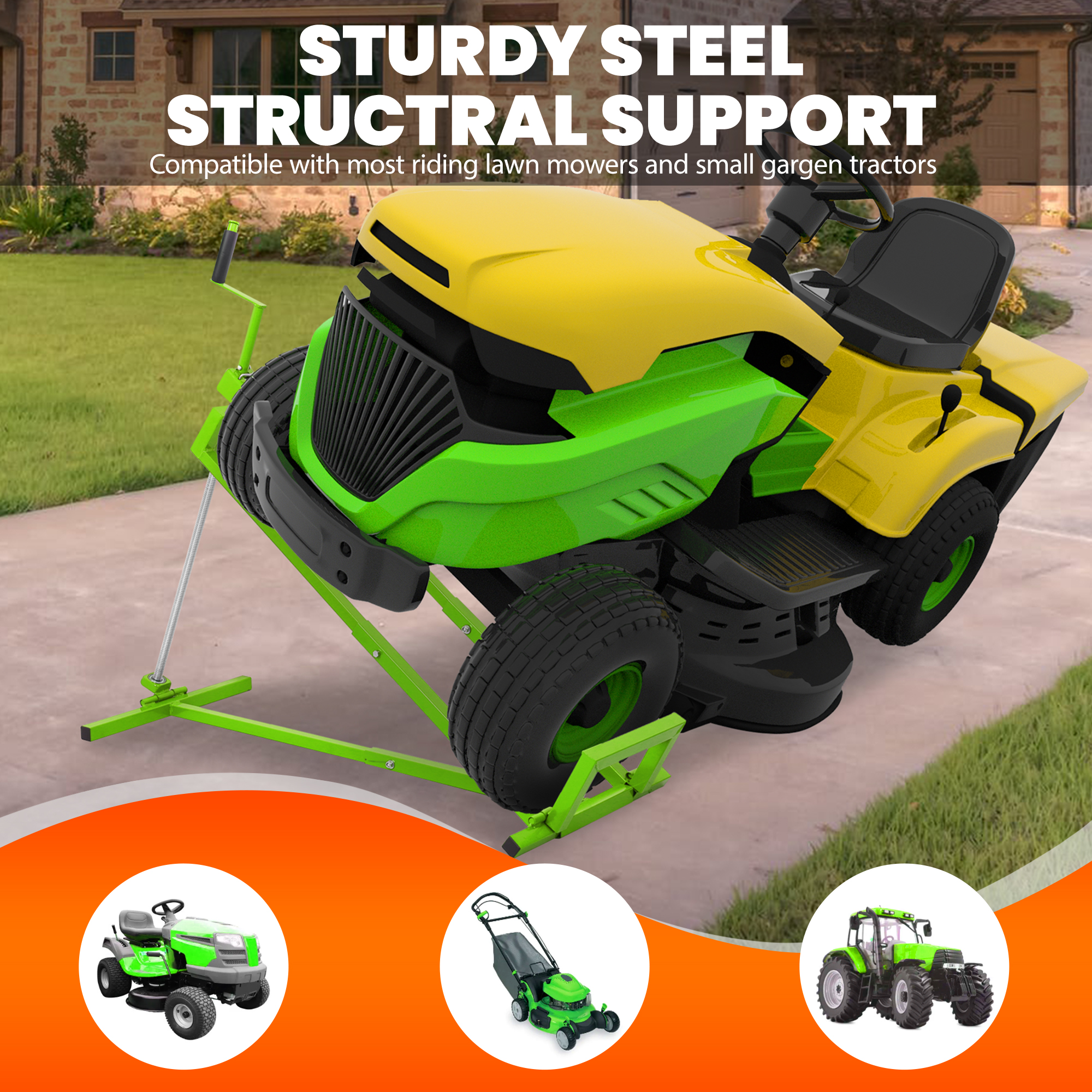 Vertlley Lawn Mower Lift Jack, Supports up to 880 lb,Extendable Steel Servicing Jack with Manual Lever & Power Tool Grip - Image 4