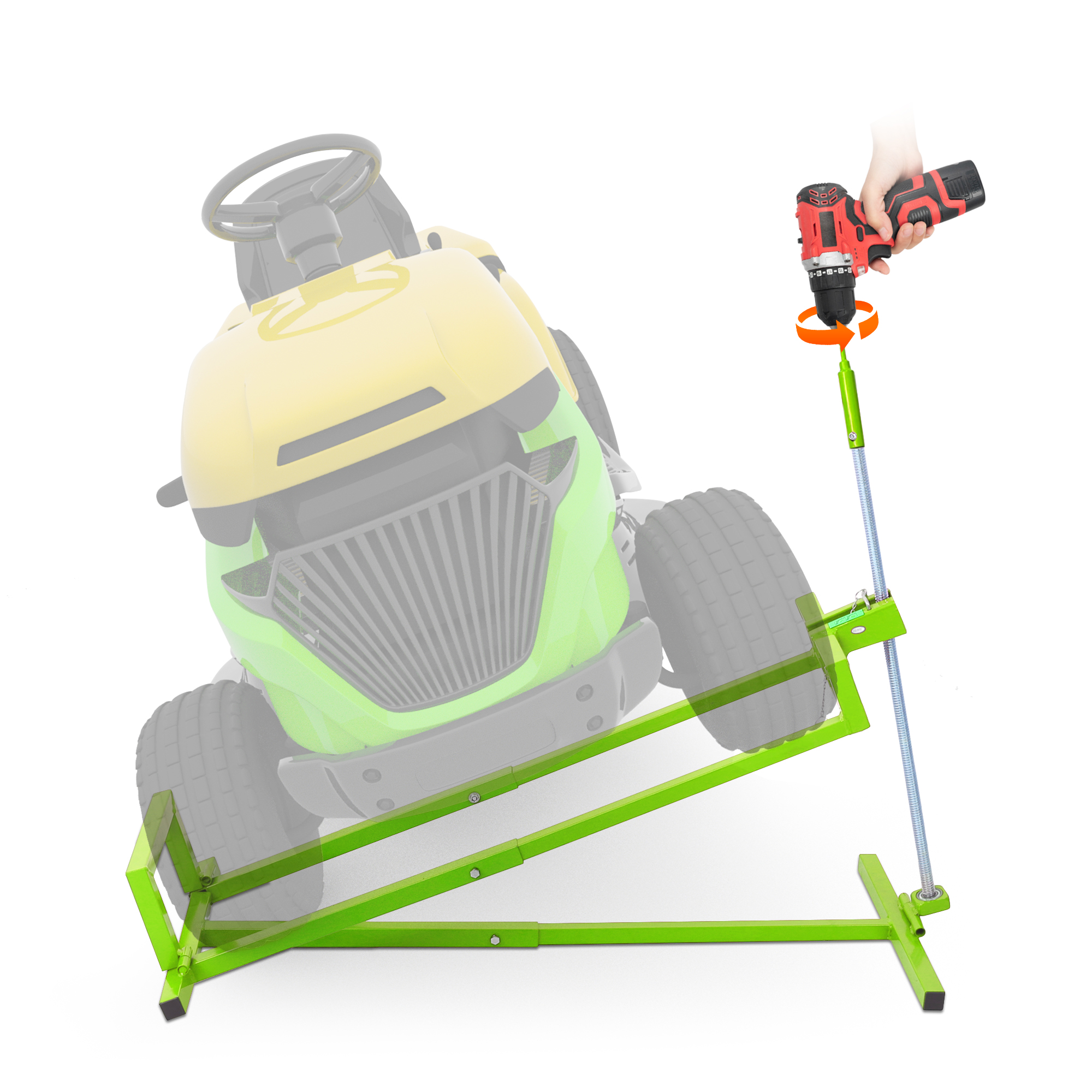 Vertlley Lawn Mower Lift Jack, Supports up to 880 lb,Extendable Steel Servicing Jack with Manual Lever & Power Tool Grip - Image 9