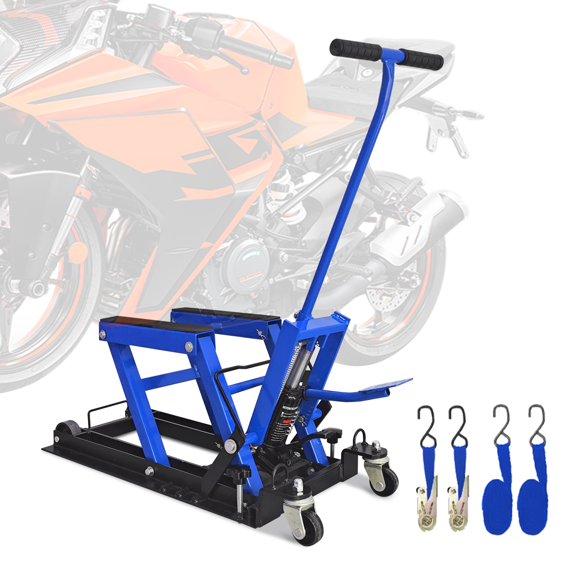Vertlley Hydraulic Motorcycle Lift Jack 1500 lb Capacity Steel ATV Lifts Stand Hoist with Wheels and Handle for Motorcycles
